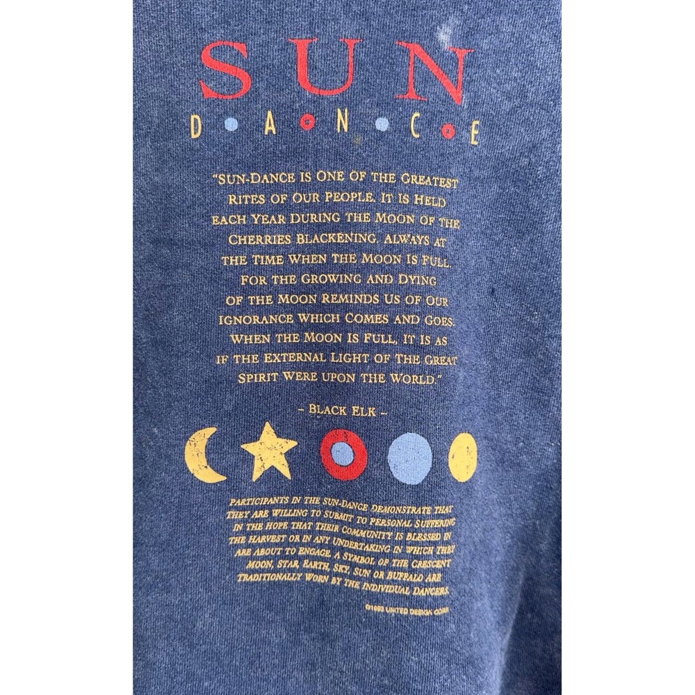 Vintage 1993 Sun Dance Black Elk Buffalo Sweatshirt Southwestern USA Made Large - Picture 4 of 6